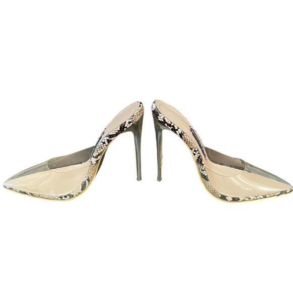 JESSICA RICH SO BOSSY‎ Size EU 38 | US 8 WOMEN PUMP HEELS Clear Snakeskin - Picture 2 of 11